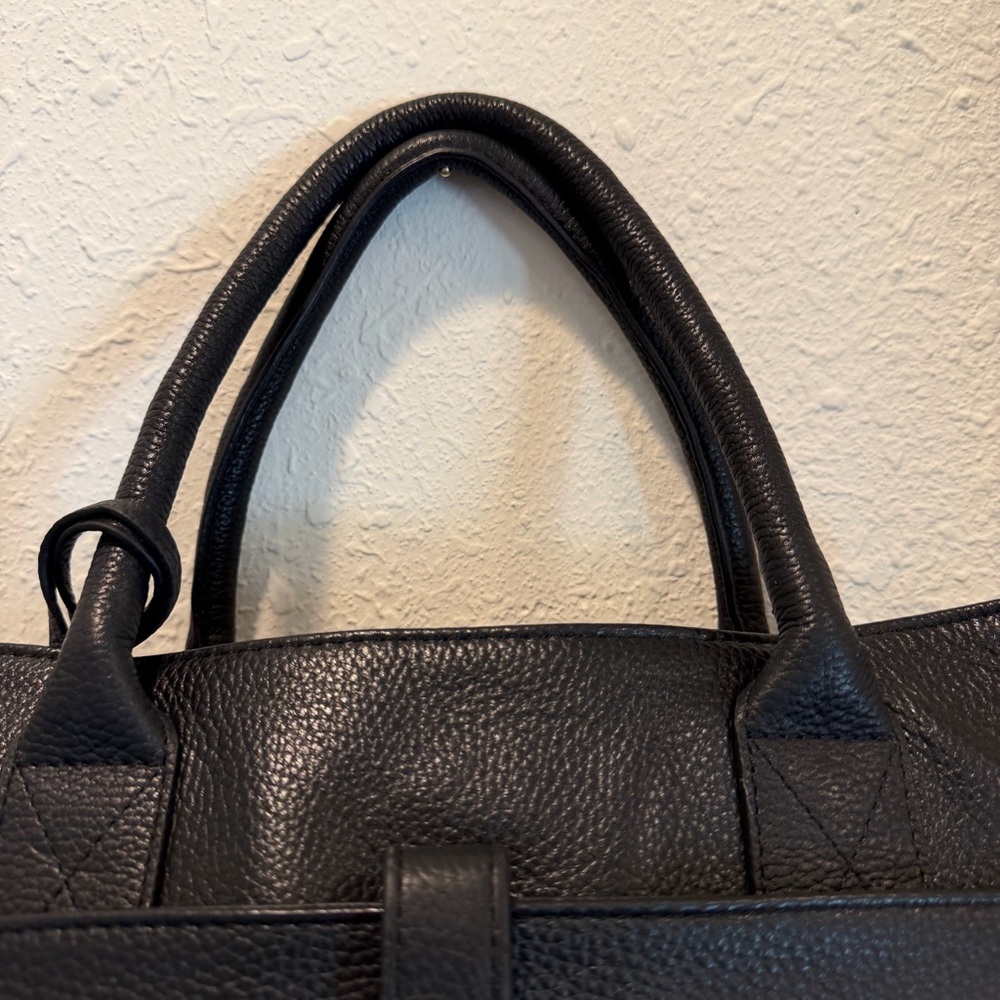 Lodis Black Leather Satchel with Gold Hardware Detail - Picture 4 of 16